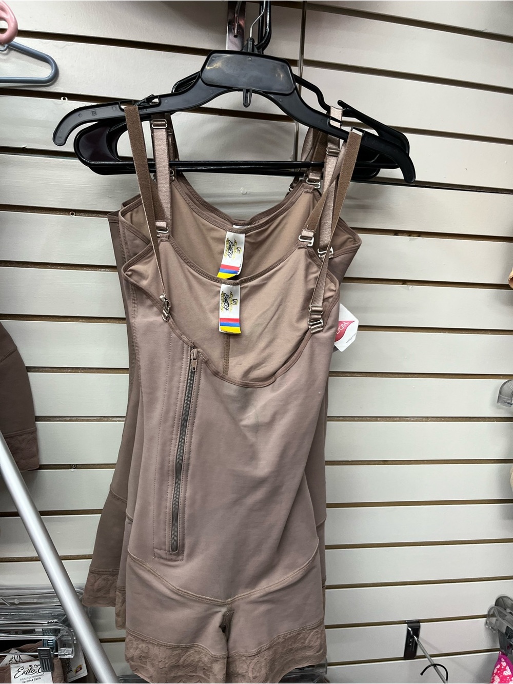 Shapewear Strapless Taupe Mini Dress with Removable Straps